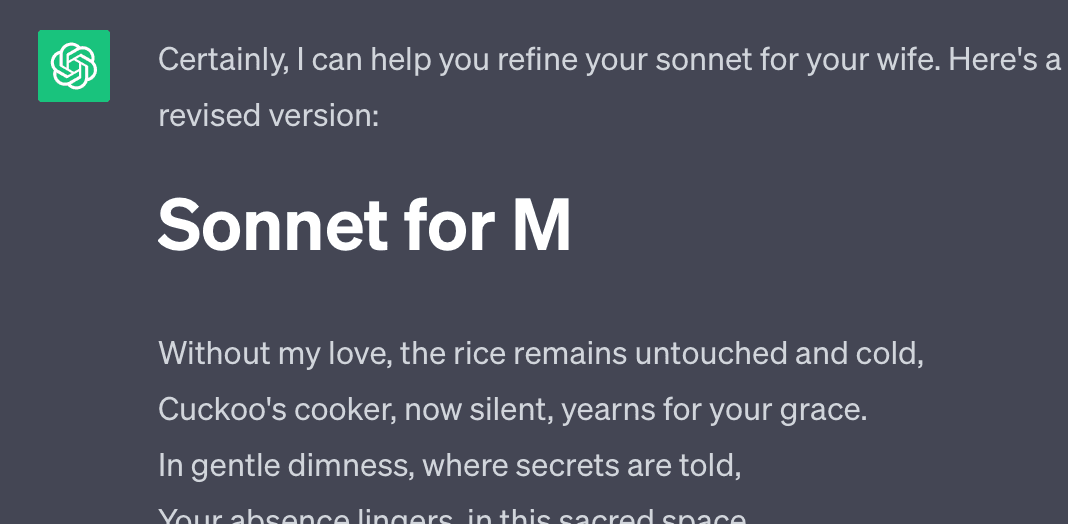 💌 Sonnet For M